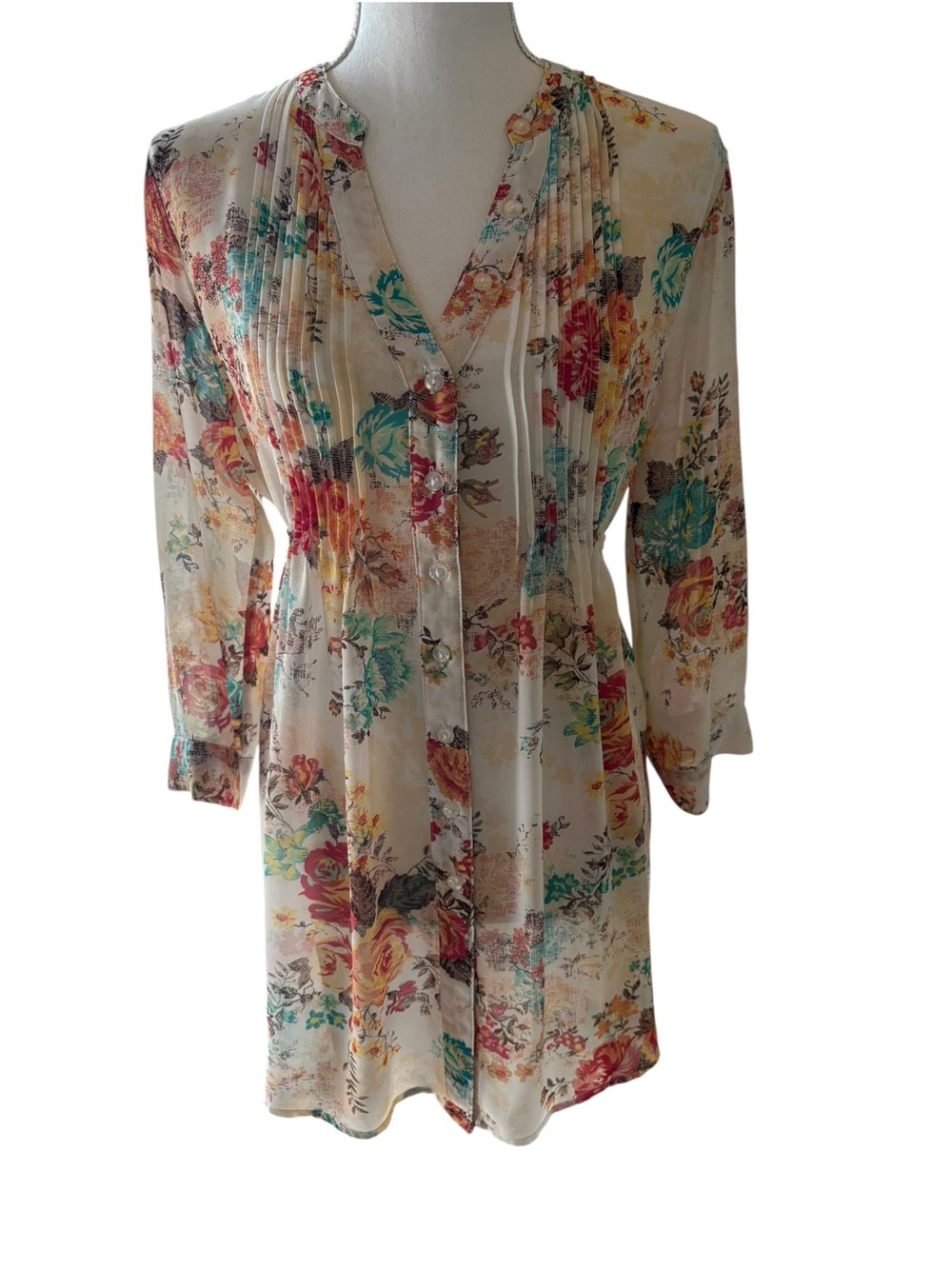 American Rag Floral Sheer Tunic Top/ Dress. Size M